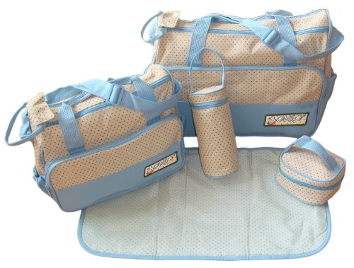 DAS ORIGINAL BOMIO® 5teiliges Baby Wickeltaschen Set mit viel Stauraum (Hellblau)1